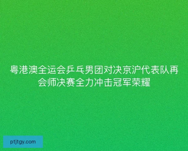 粤港澳全运会乒乓男团对决京沪代表队再会师决赛全力冲击冠军荣耀